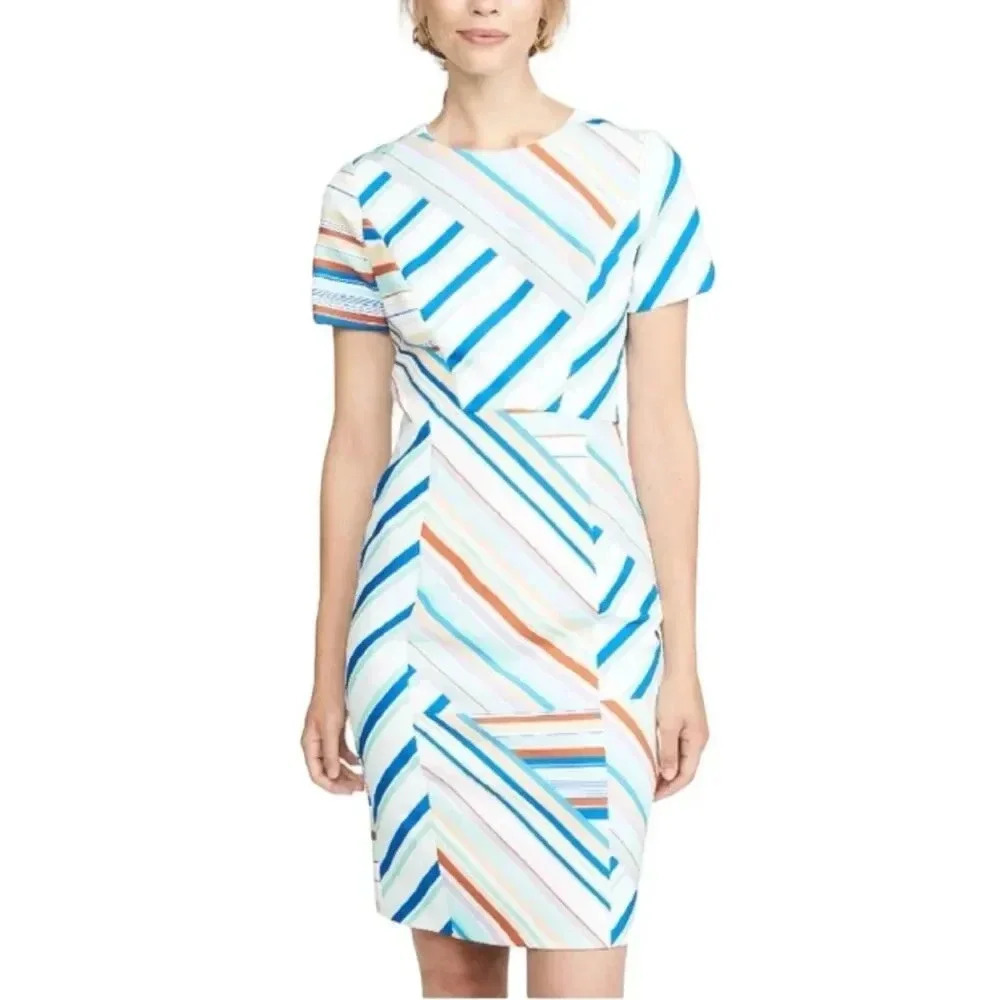 Black Halo Jodee Mini Dress in Frosty Striped Sheath Dress 12
